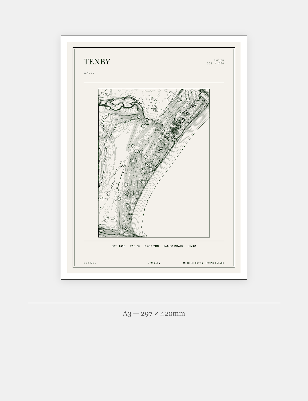 Tenby Golf Course Print | Topographic Map Wall Art