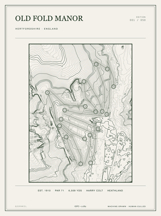 Old Fold Manor Golf Course Print | Topographic Map Wall Art