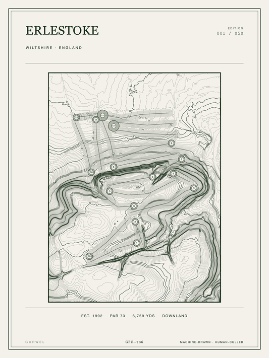 Erlestoke Golf Course Print | Topographic Map Wall Art
