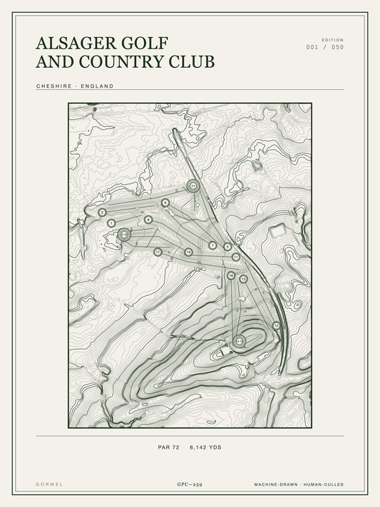 Alsager Golf And Country Club Golf Course Print | Topographic Map Wall Art