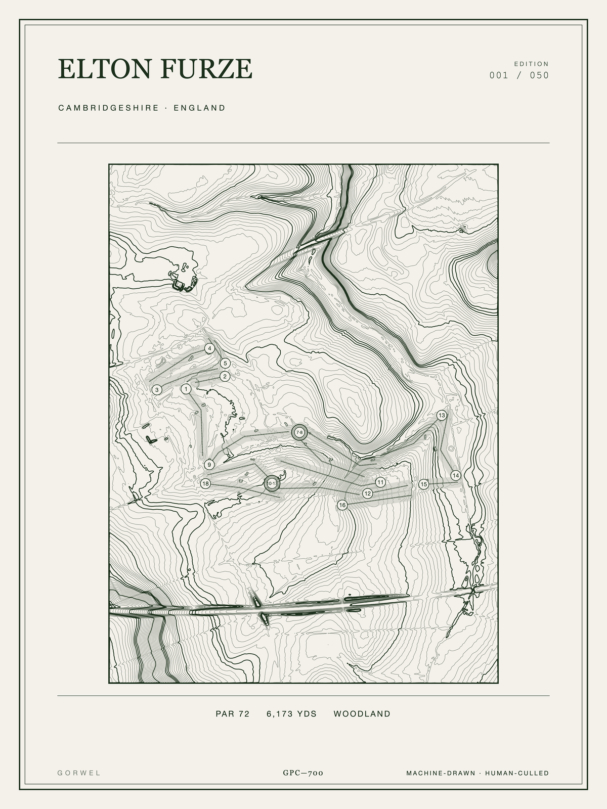 Elton Furze Golf Course Print | Topographic Map Wall Art