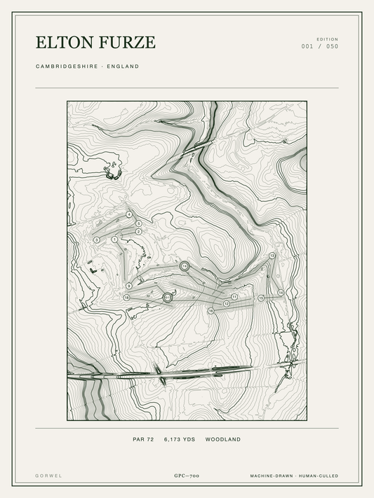 Elton Furze Golf Course Print | Topographic Map Wall Art