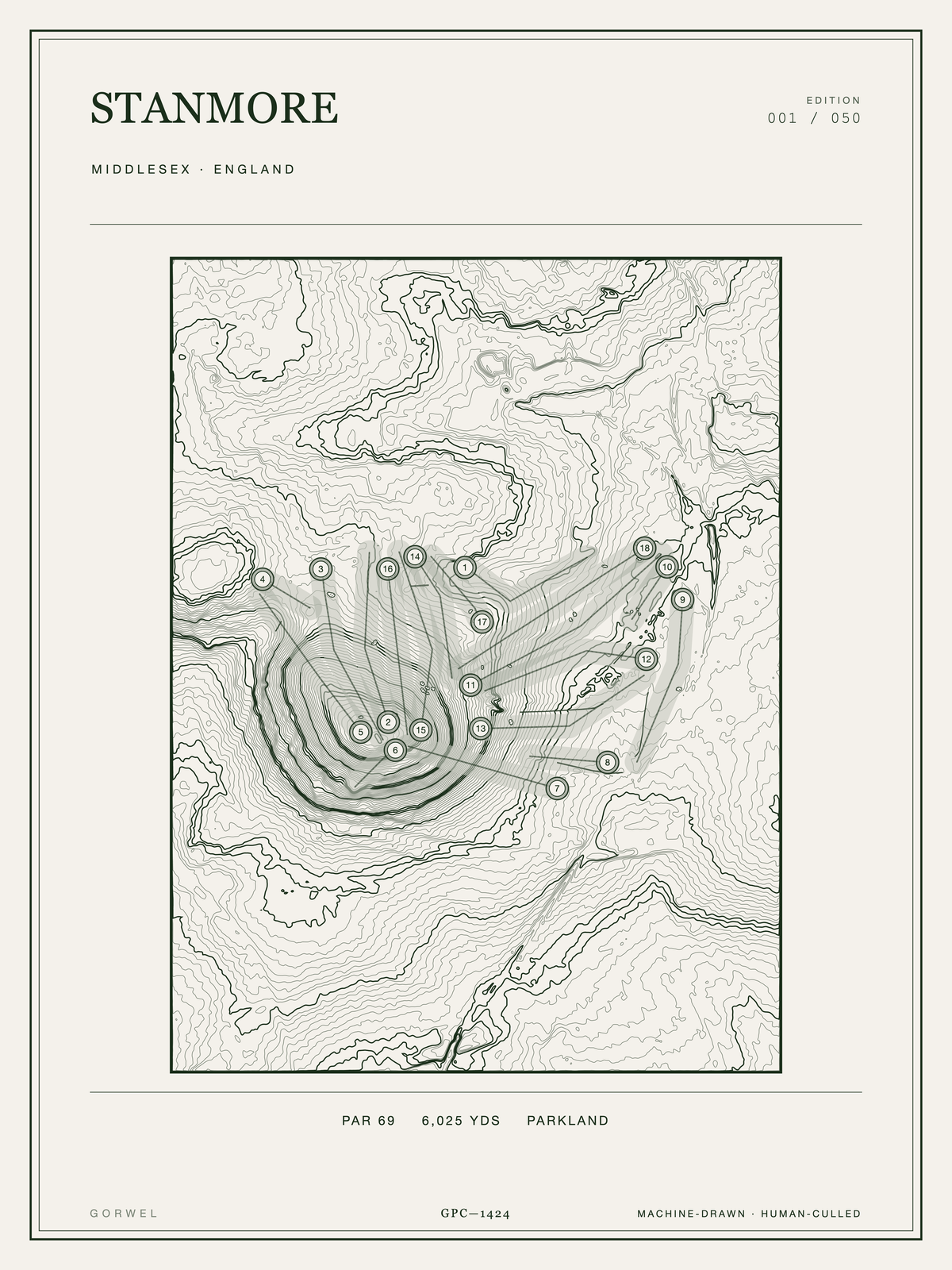 Stanmore Golf Course Print | Topographic Map Wall Art