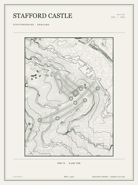 Stafford Castle Golf Course Print | Topographic Map Wall Art