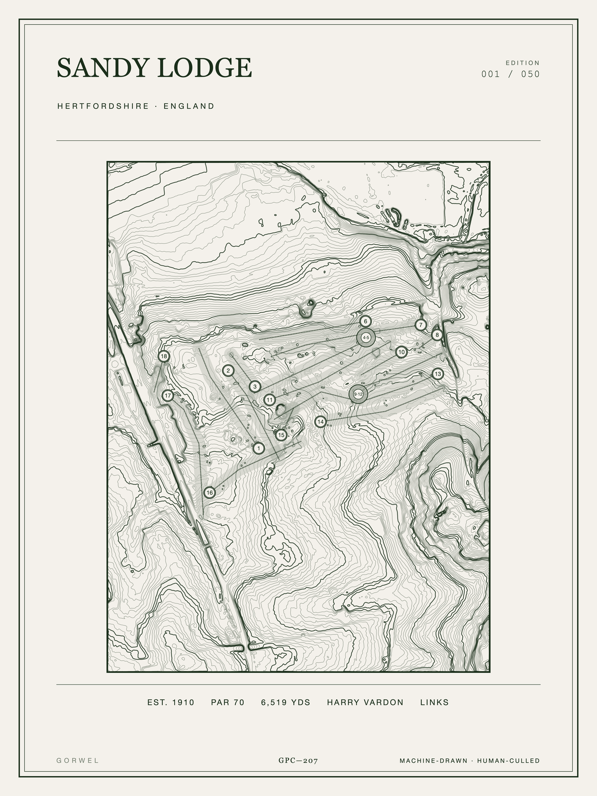 Sandy Lodge Golf Course Print | Topographic Map Wall Art