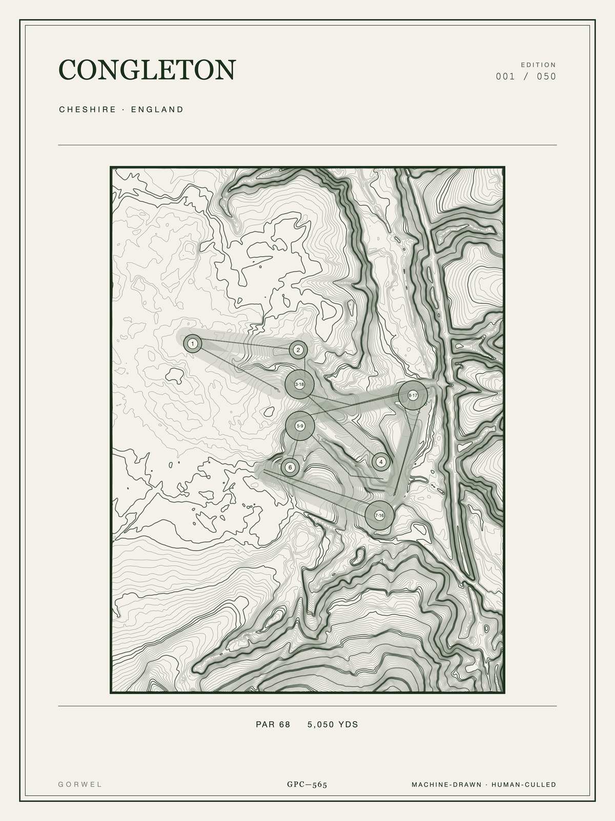 Congleton Golf Course Print | Topographic Map Wall Art