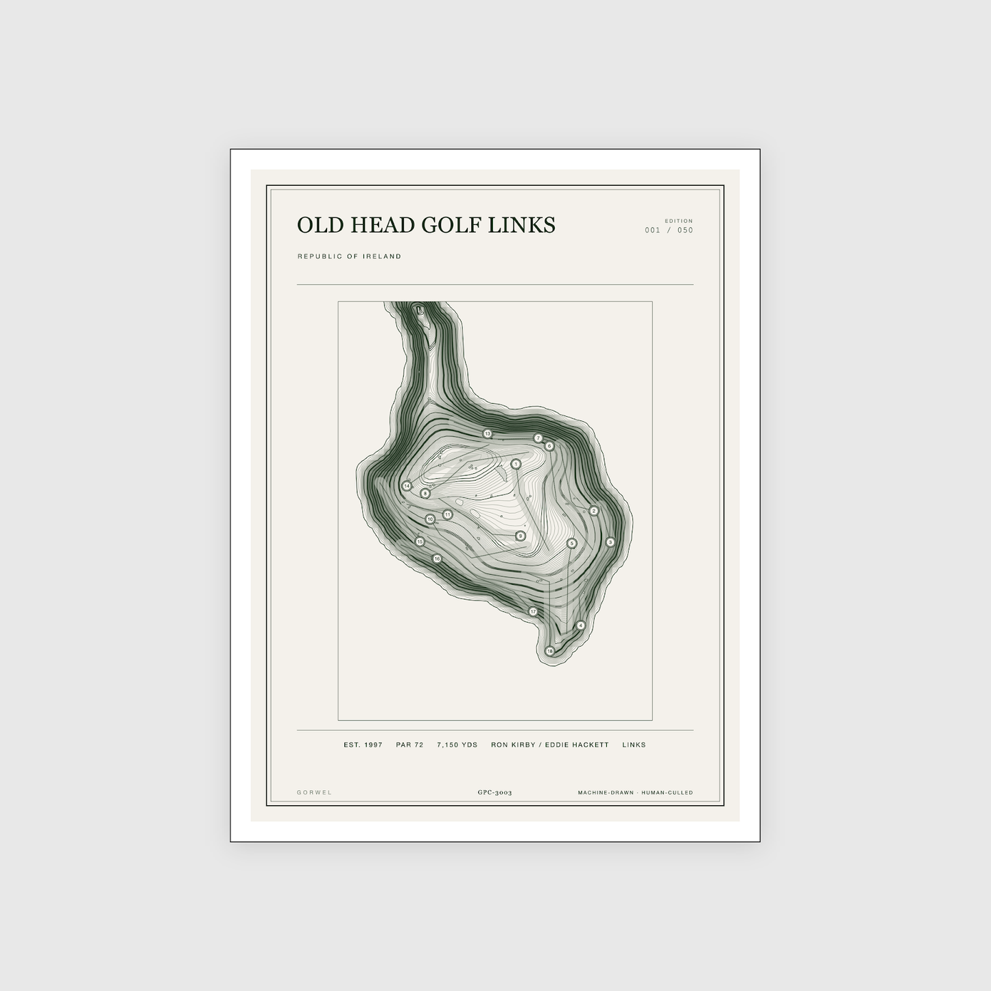 Old Head Golf Links Golf Course Print | Topographic Map Wall Art