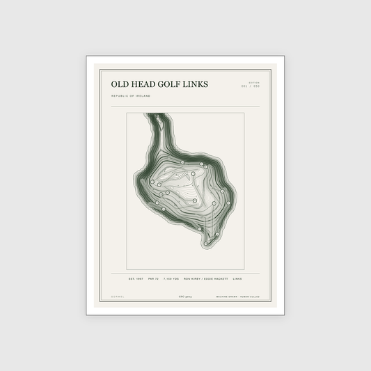 Old Head Golf Links Golf Course Print | Topographic Map Wall Art