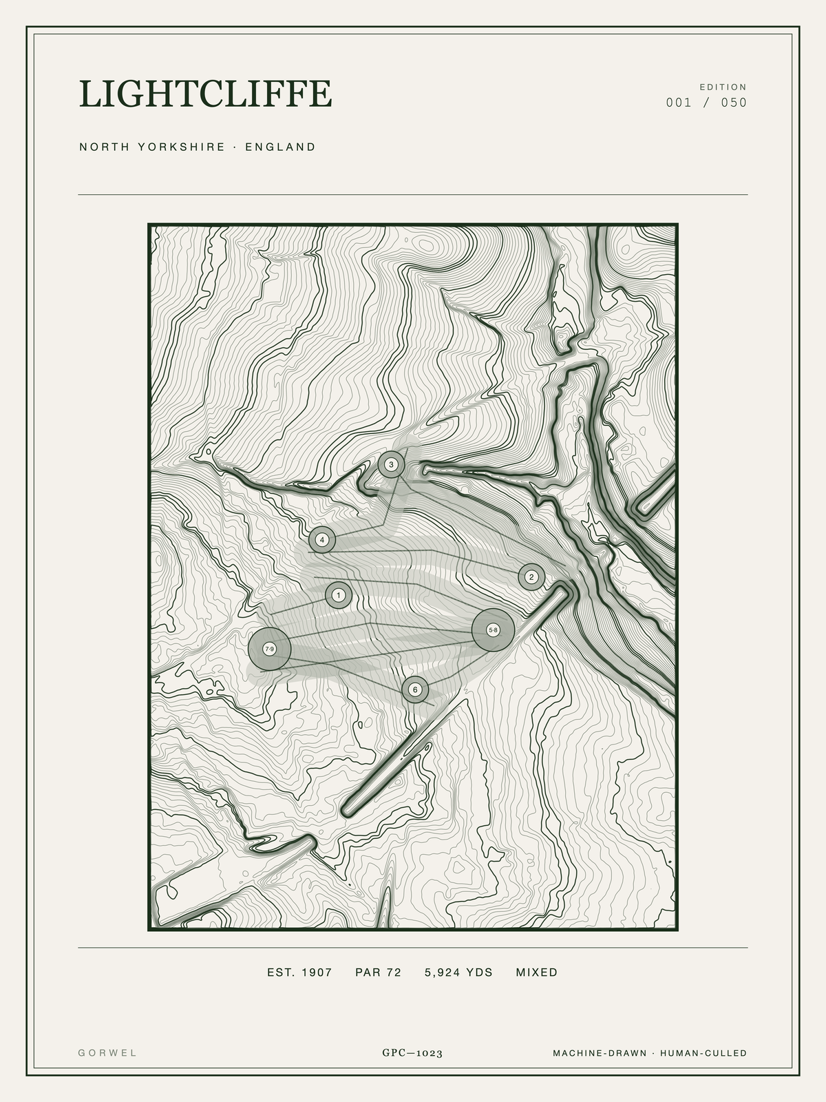 Lightcliffe Golf Course Print | Topographic Map Wall Art
