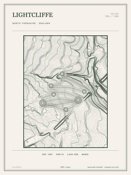 Lightcliffe Golf Course Print | Topographic Map Wall Art