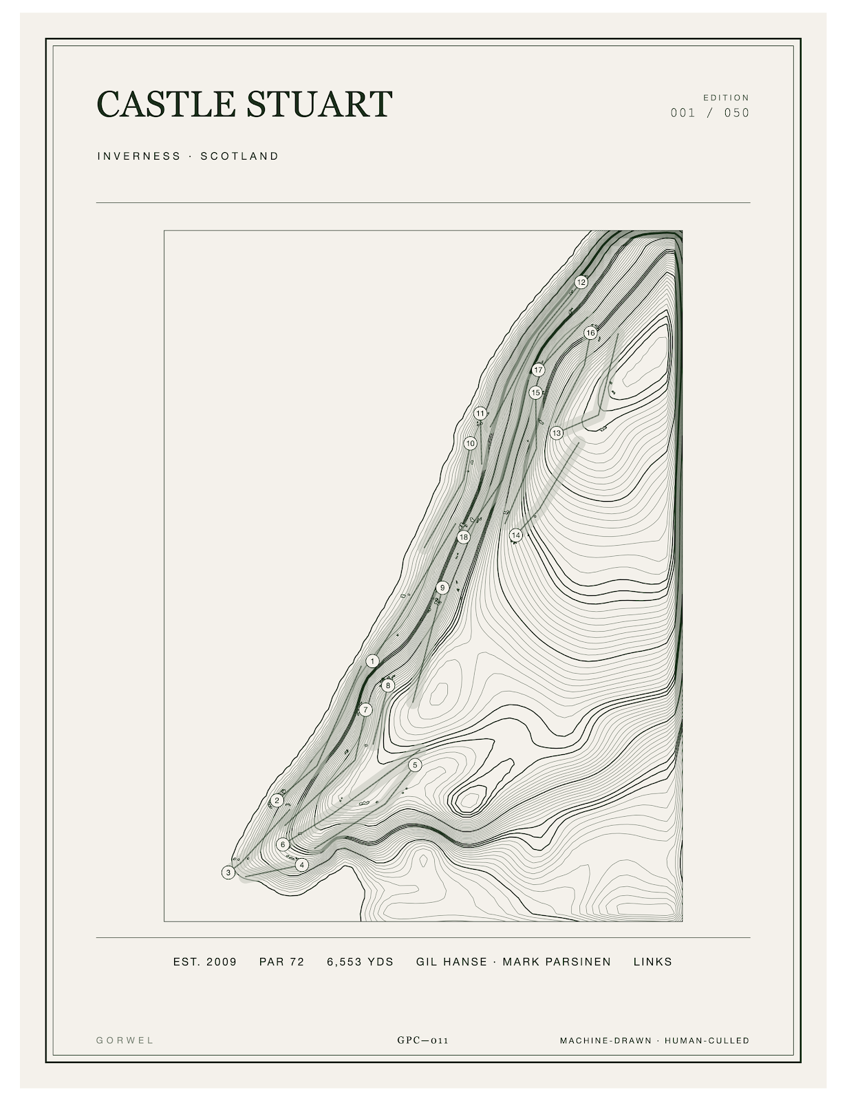 Castle Stuart Golf Course Print | Topographic Map Wall Art