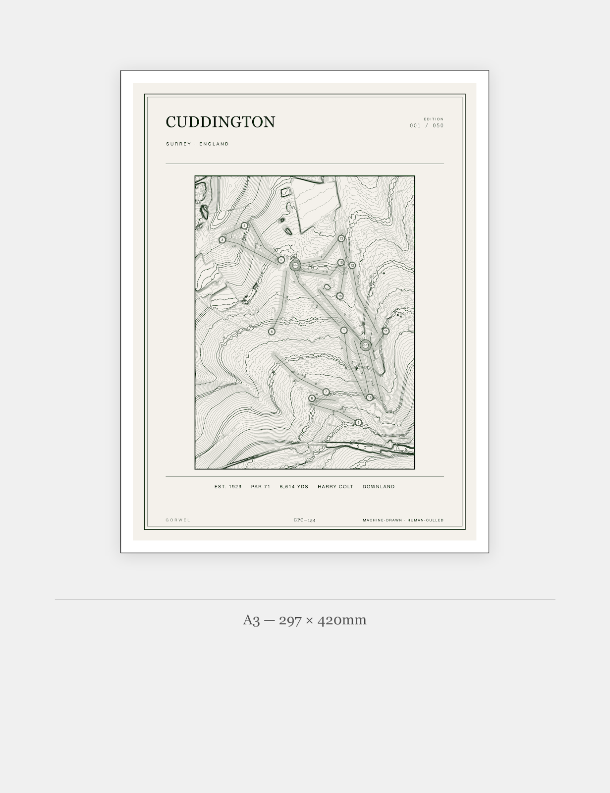 Cuddington Golf Course Print | Topographic Map Wall Art