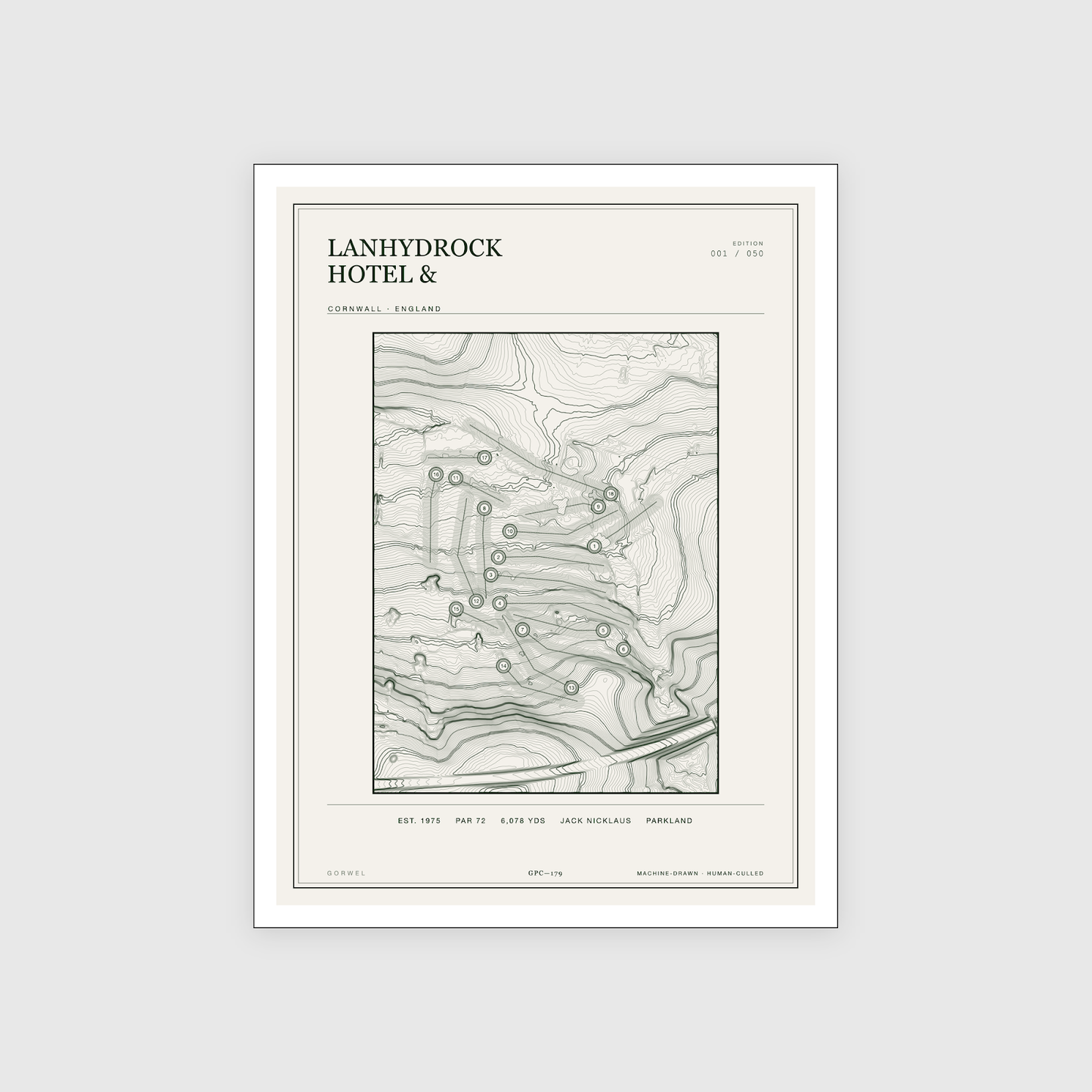 Lanhydrock Hotel & Golf Course Print | Topographic Map Wall Art
