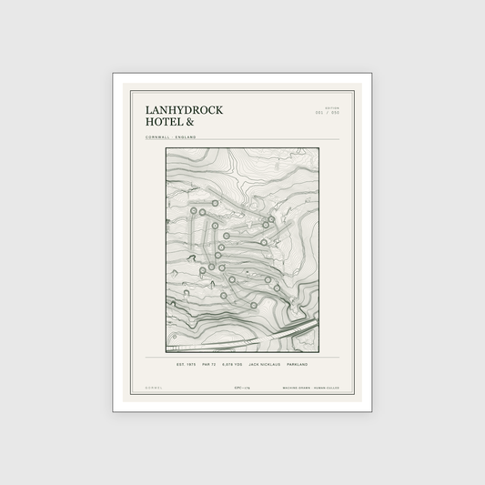 Lanhydrock Hotel & Golf Course Print | Topographic Map Wall Art