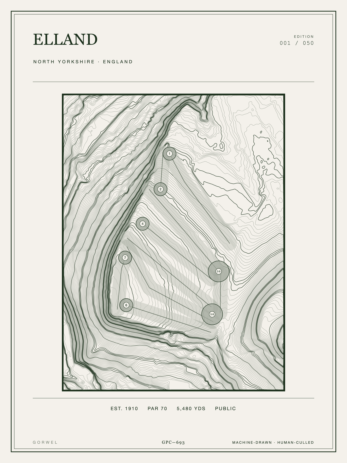 Elland Golf Course Print | Topographic Map Wall Art