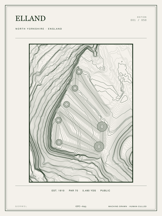 Elland Golf Course Print | Topographic Map Wall Art
