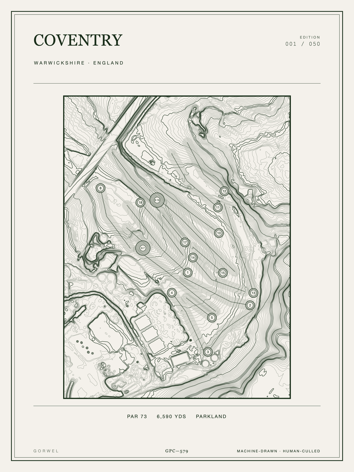 Coventry Golf Course Print | Topographic Map Wall Art