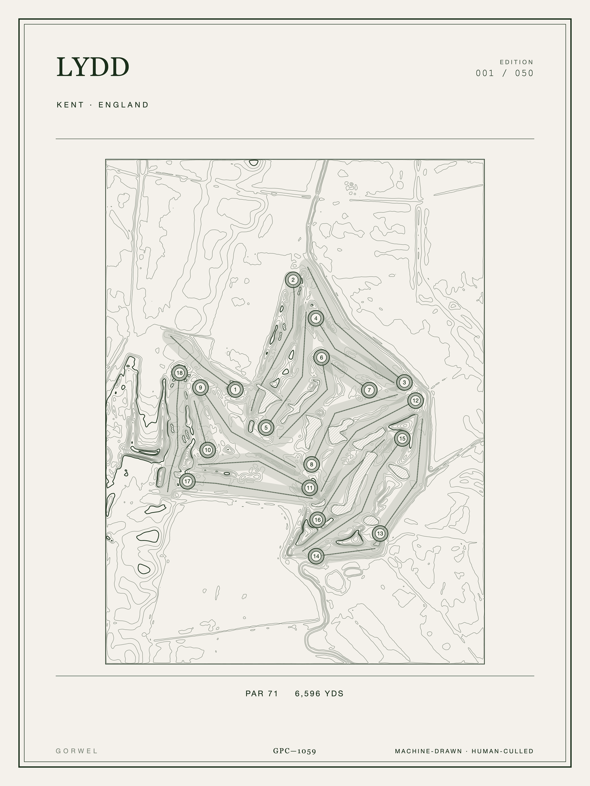 Lydd Golf Course Print | Topographic Map Wall Art