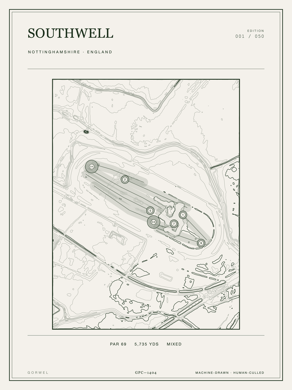 Southwell Golf Course Print | Topographic Map Wall Art