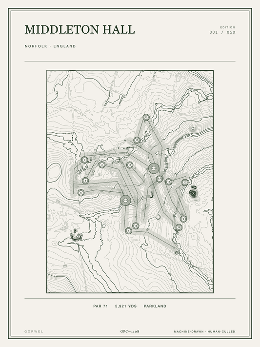 Middleton Hall Golf Course Print | Topographic Map Wall Art