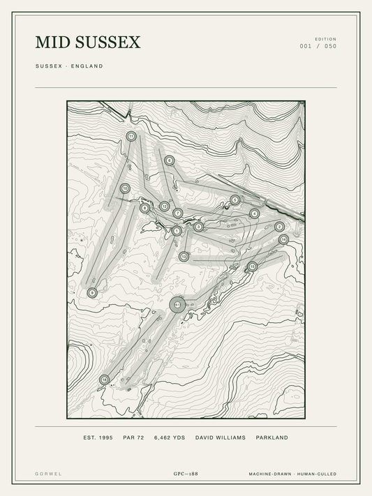 Mid Sussex Golf Course Print | Topographic Map Wall Art