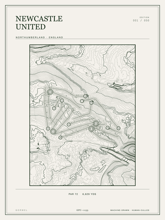 Newcastle United Golf Course Print | Topographic Map Wall Art