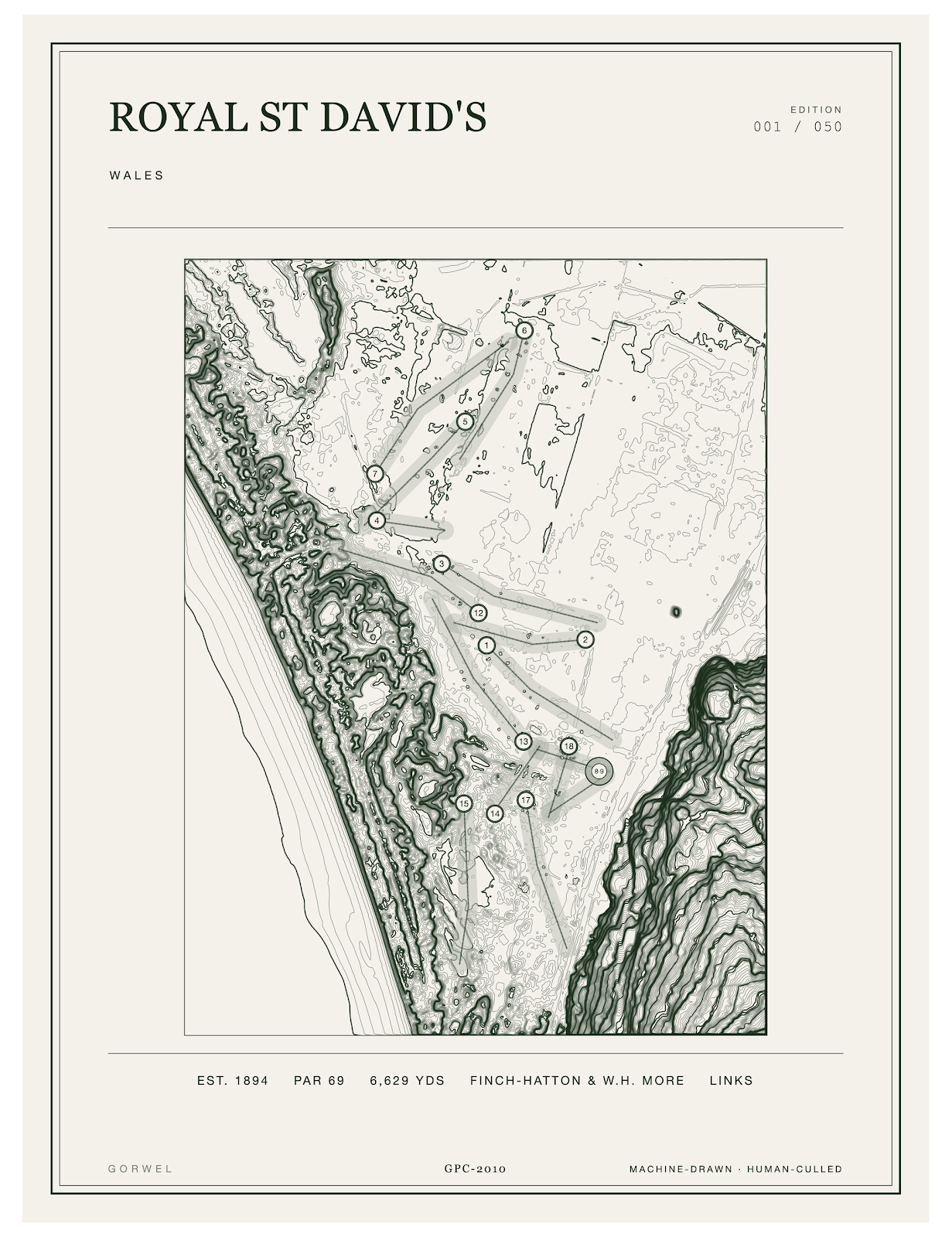 Royal St David'S Golf Course Print | Topographic Map Wall Art