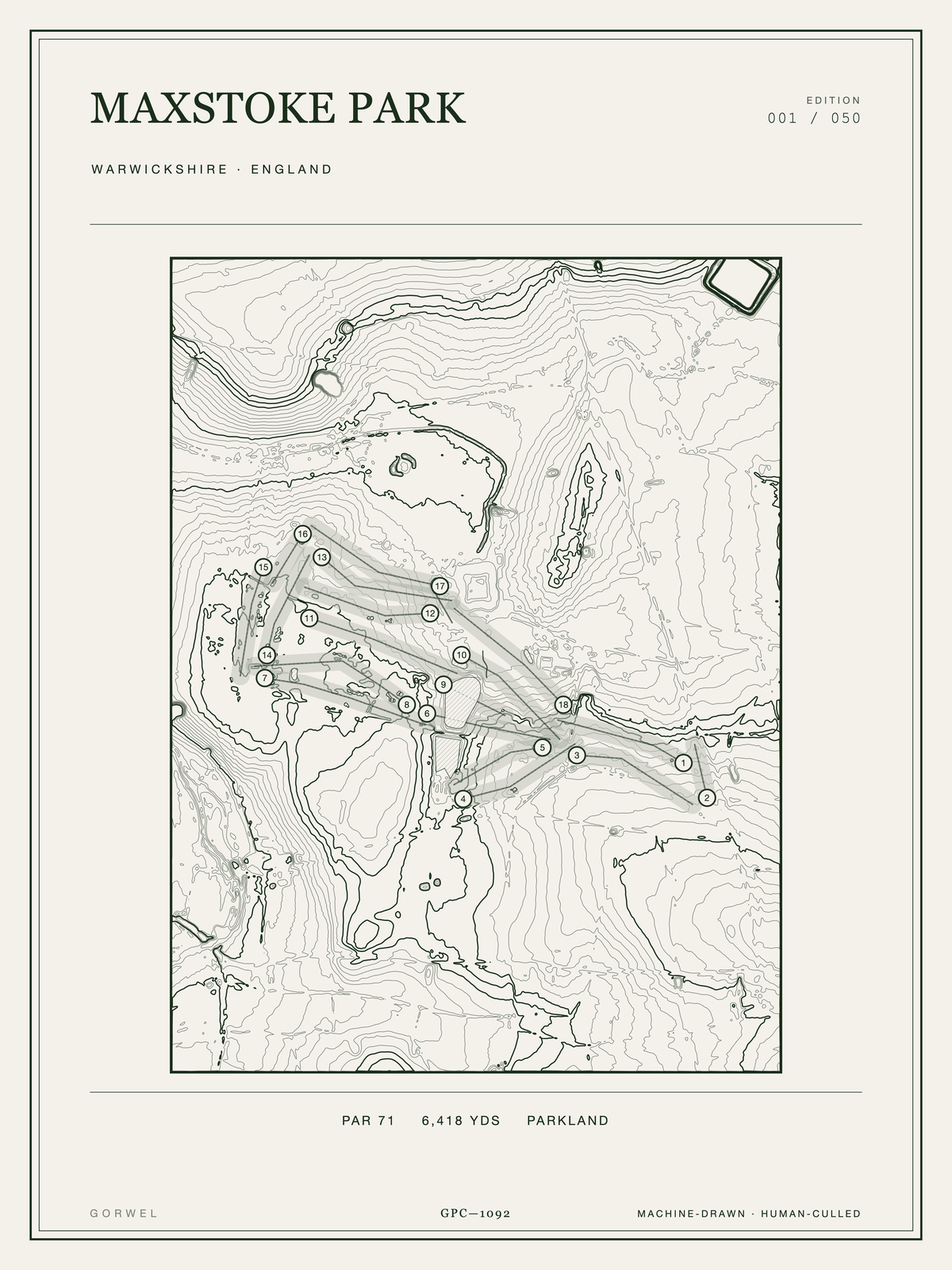 Maxstoke Park Golf Course Print | Topographic Map Wall Art