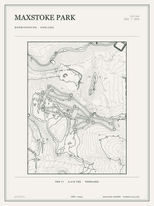 Maxstoke Park Golf Course Print | Topographic Map Wall Art