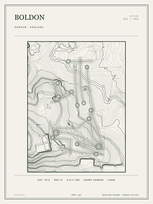 Boldon Golf Course Print | Topographic Map Wall Art