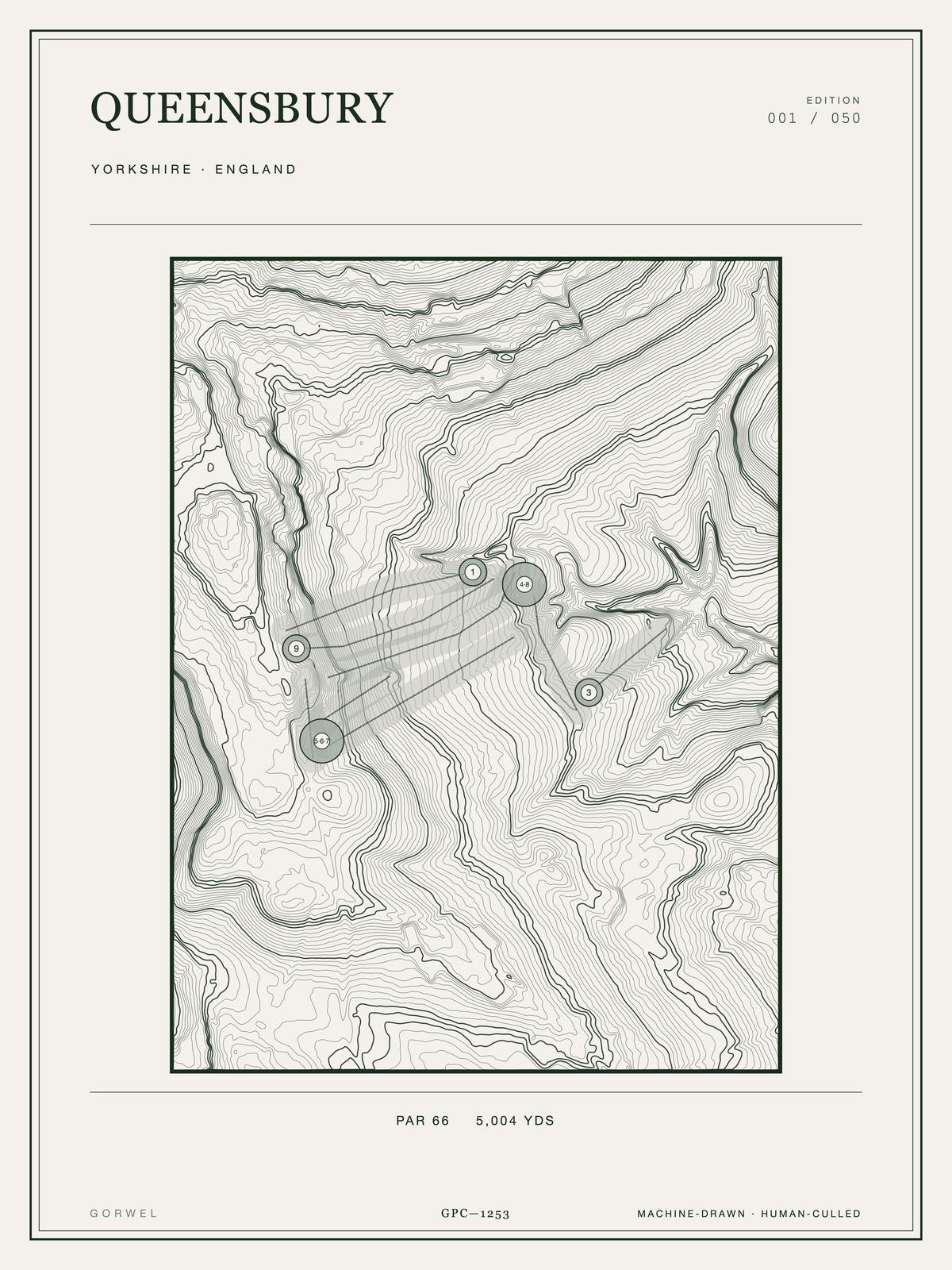 Queensbury Golf Course Print | Topographic Map Wall Art