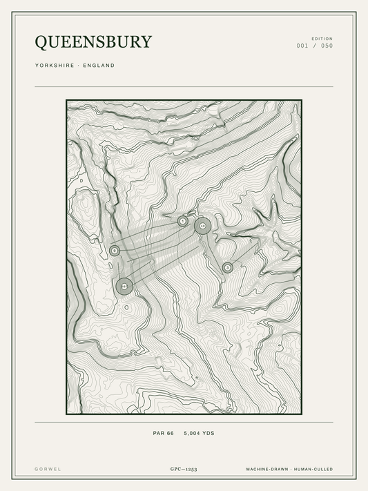 Queensbury Golf Course Print | Topographic Map Wall Art