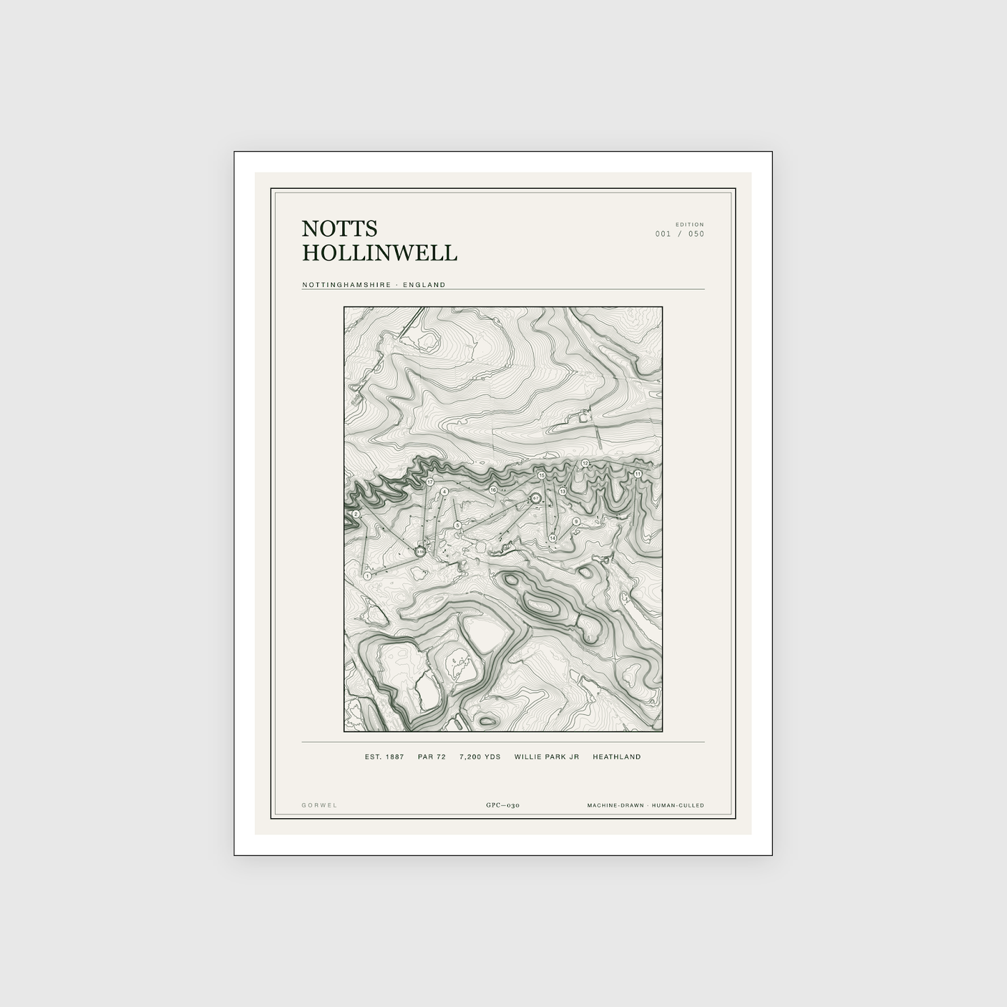 Notts Hollinwell Golf Course Print | Topographic Map Wall Art