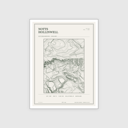 Notts Hollinwell Golf Course Print | Topographic Map Wall Art