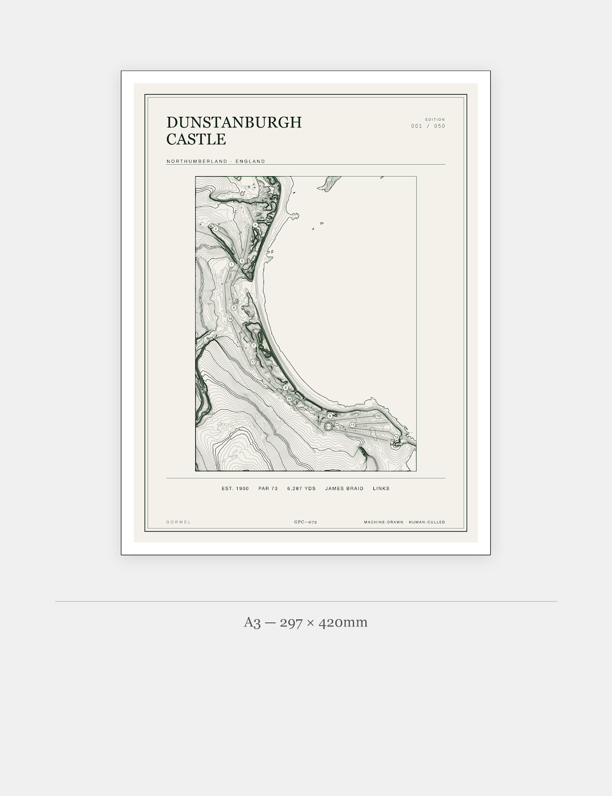 Dunstanburgh Castle Golf Course Print | Topographic Map Wall Art