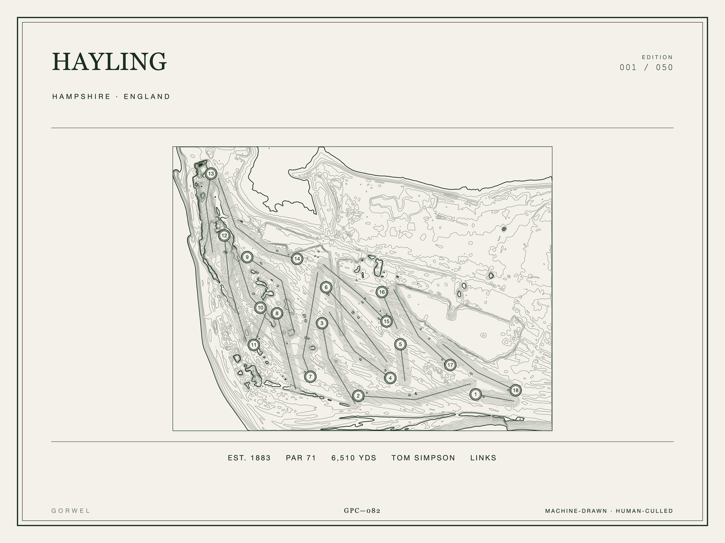 Hayling Golf Course Print | Topographic Map Wall Art