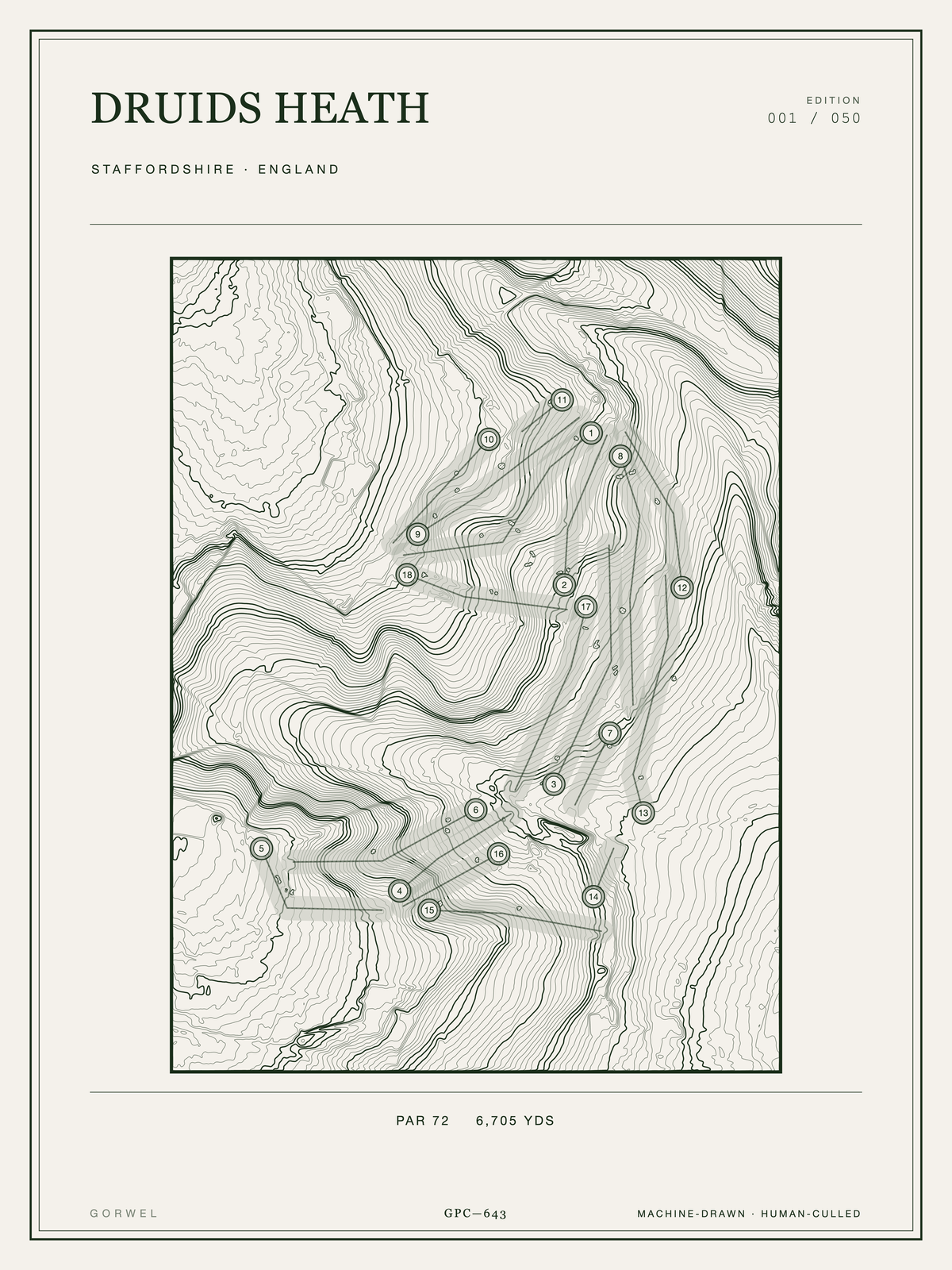 Druids Heath Golf Course Print | Topographic Map Wall Art