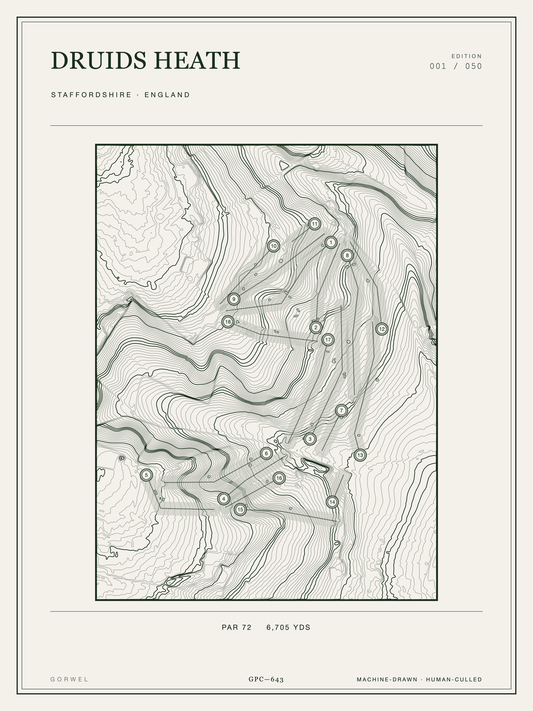 Druids Heath Golf Course Print | Topographic Map Wall Art