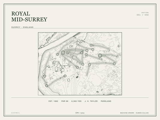 Royal Mid-Surrey Golf Course Print | Topographic Map Wall Art
