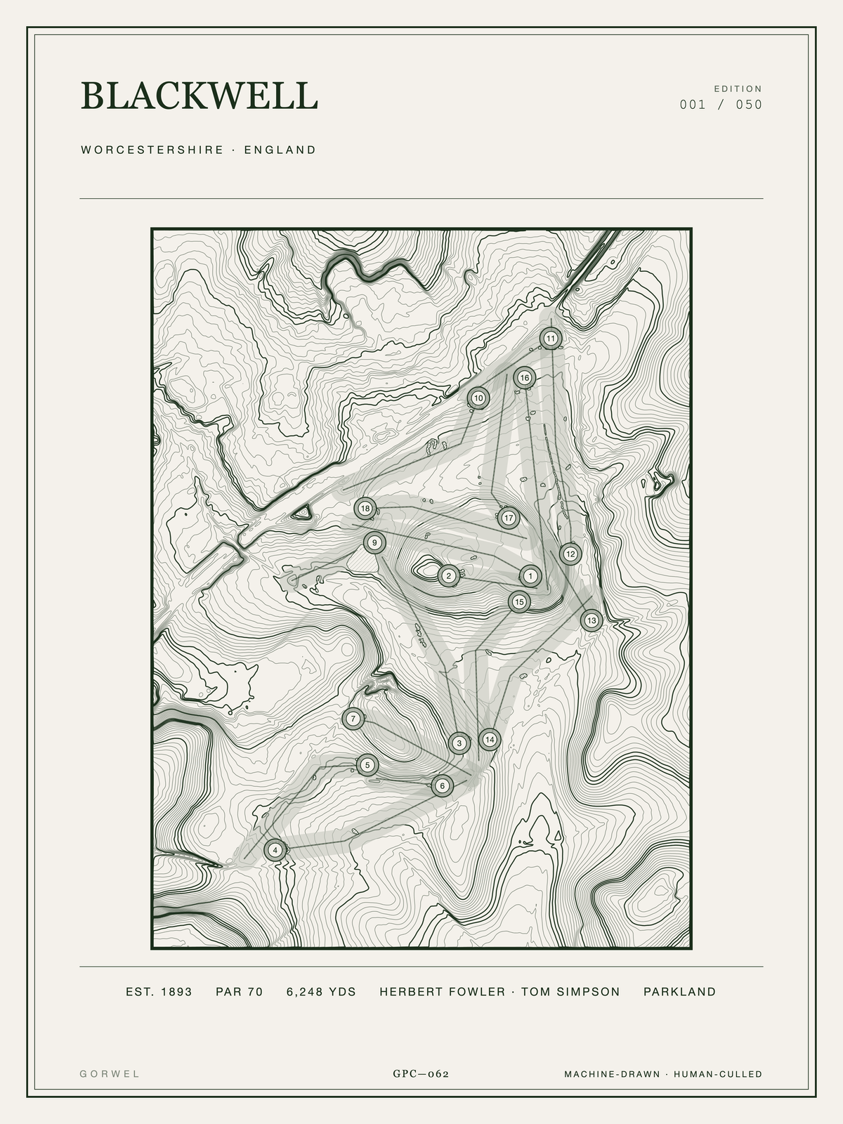 Blackwell Golf Course Print | Topographic Map Wall Art