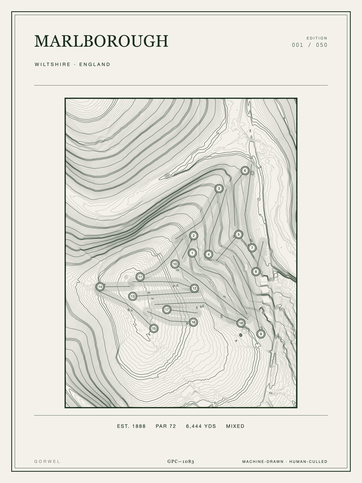 Marlborough Golf Course Print | Topographic Map Wall Art