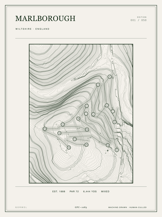 Marlborough Golf Course Print | Topographic Map Wall Art