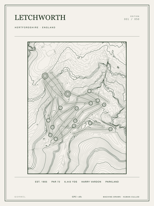Letchworth Golf Course Print | Topographic Map Wall Art