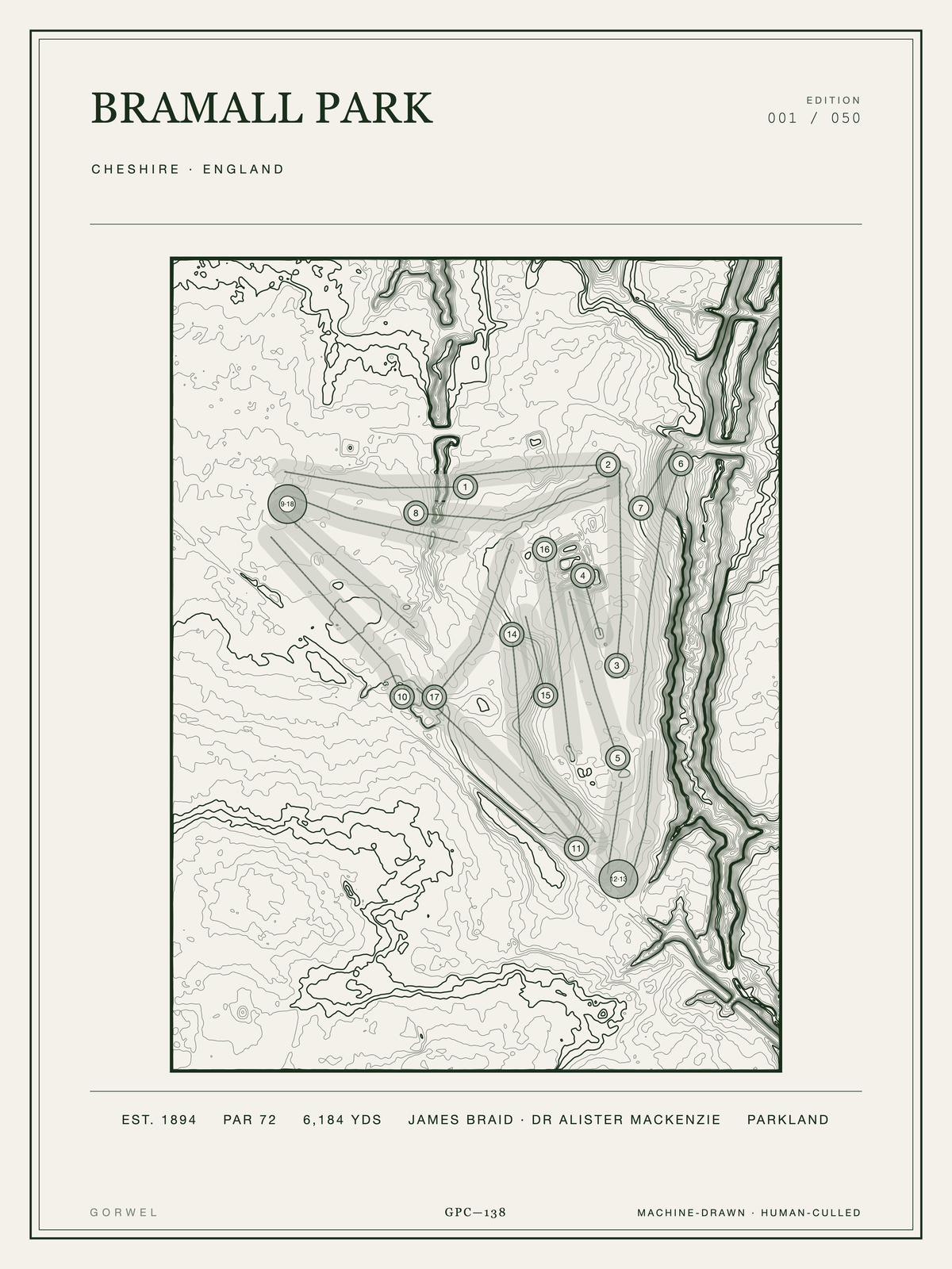 Bramall Park Golf Course Print | Topographic Map Wall Art