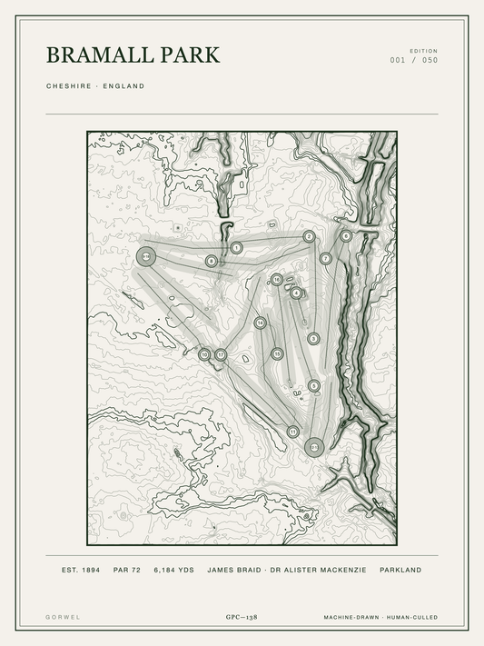 Bramall Park Golf Course Print | Topographic Map Wall Art