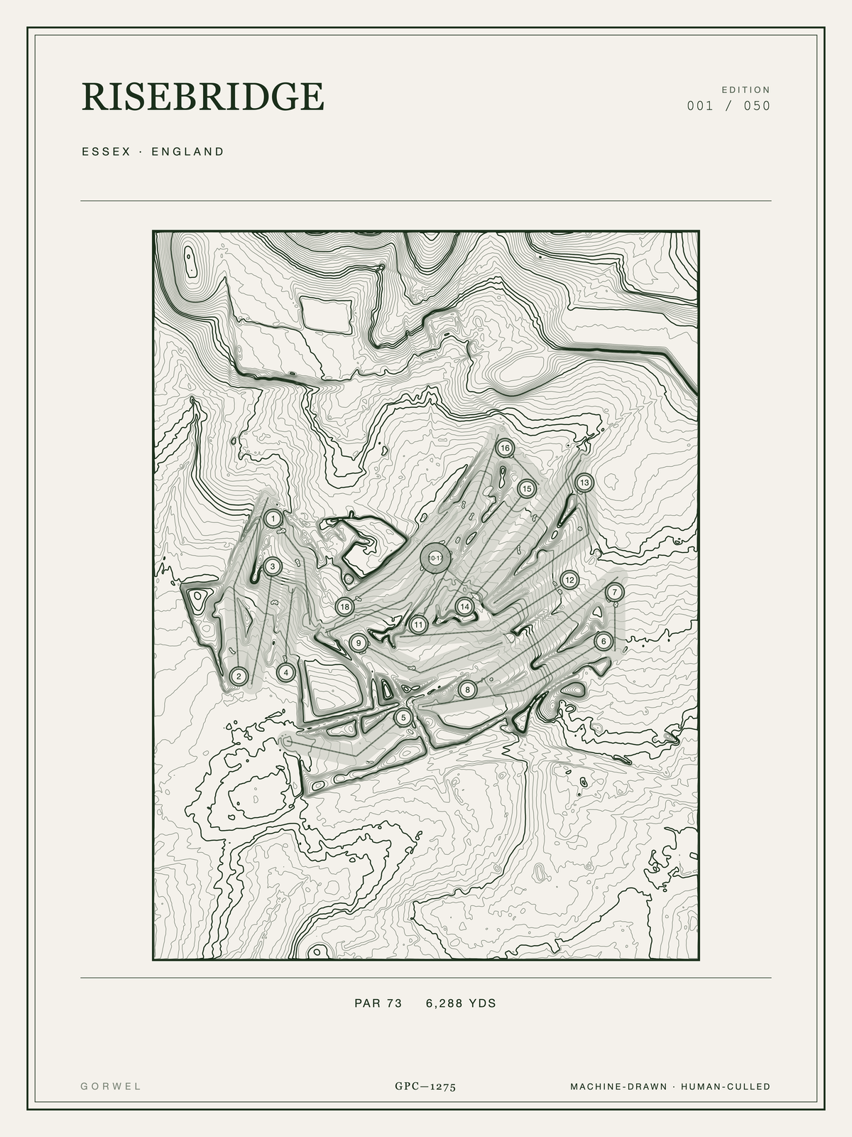 Risebridge Golf Course Print | Topographic Map Wall Art