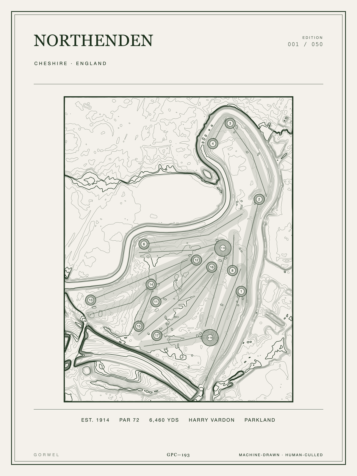 Northenden Golf Course Print | Topographic Map Wall Art