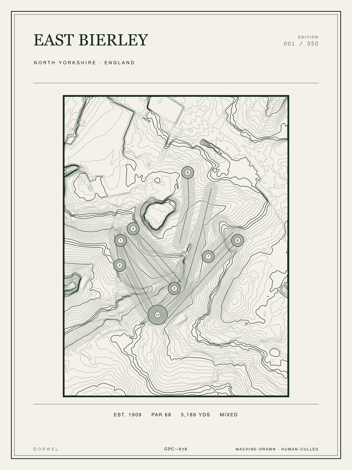 East Bierley Golf Course Print | Topographic Map Wall Art