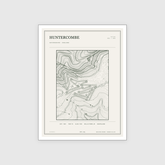 Huntercombe Golf Course Print | Topographic Map Wall Art