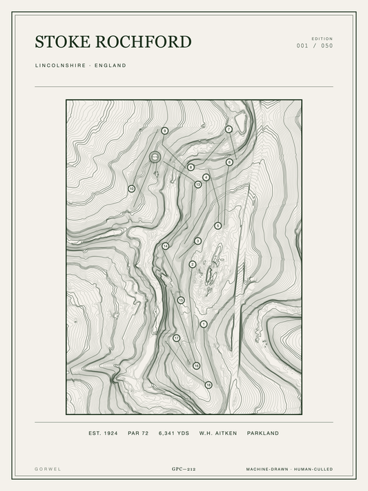 Stoke Rochford Golf Course Print | Topographic Map Wall Art